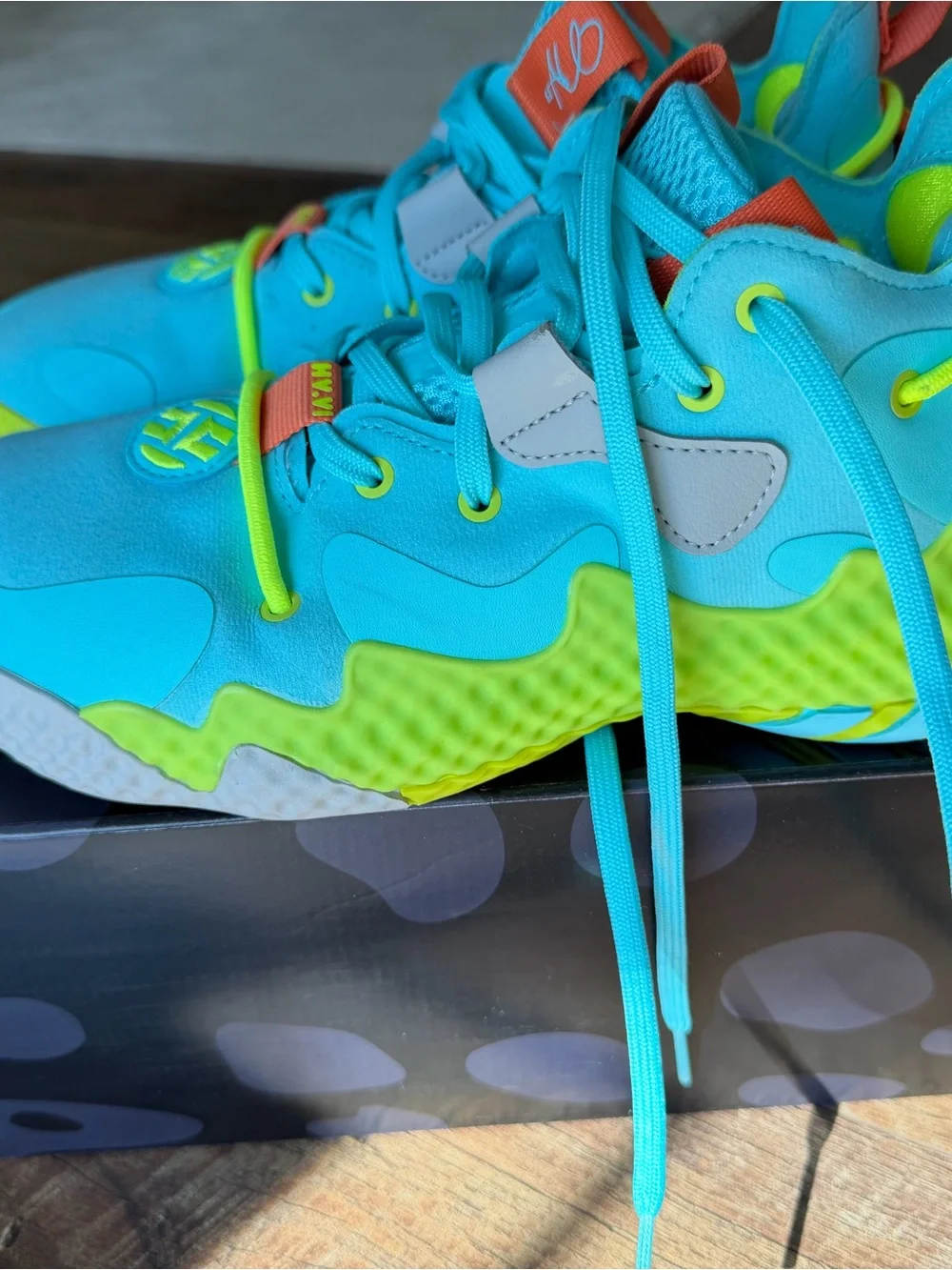 adidas Kids Harden Vol. 6 Sneakers - Pulse Aqua with Solar Yellow Accents